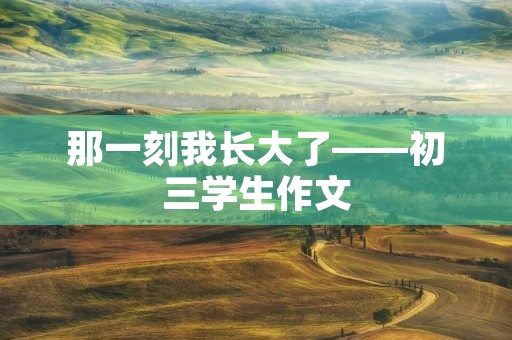 那一刻我长大了——初三学生作文 那一刻我长大了——初三学生作文
