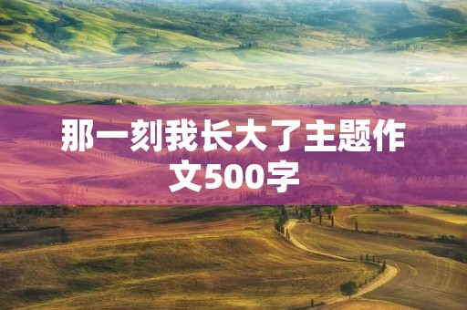 那一刻我长大了主题作文500字 那一刻我长大了主题作文500字
