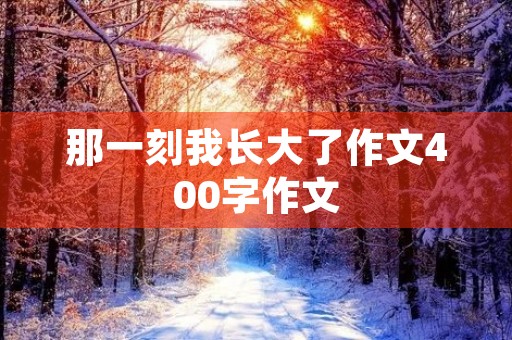 那一刻我长大了作文400字作文 那一刻我长大了作文400字作文