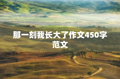 那一刻我长大了作文450字范文 那一刻我长大了作文450字范文