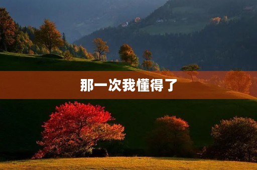 那一次我懂得了