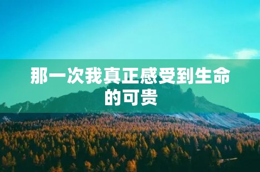 那一次我真正感受到生命的可贵 那一次我真正感受到生命的可贵