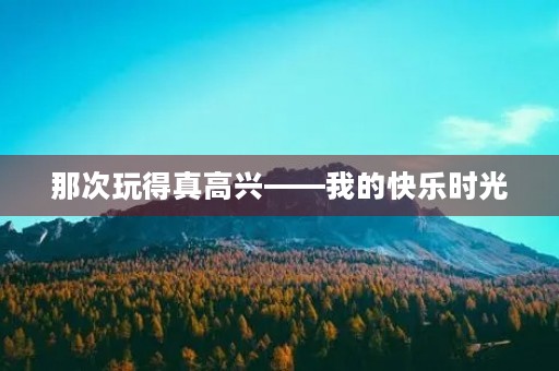 那次玩得真高兴——我的快乐时光