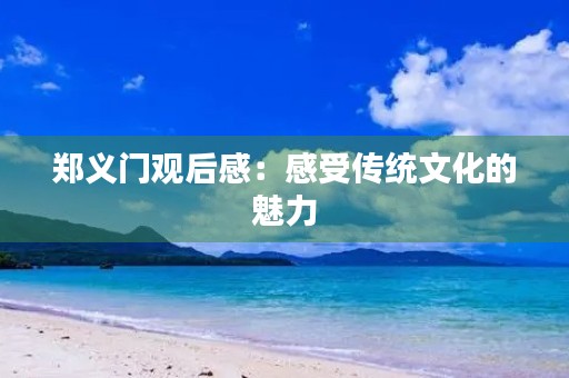 郑义门观后感：感受传统文化的魅力