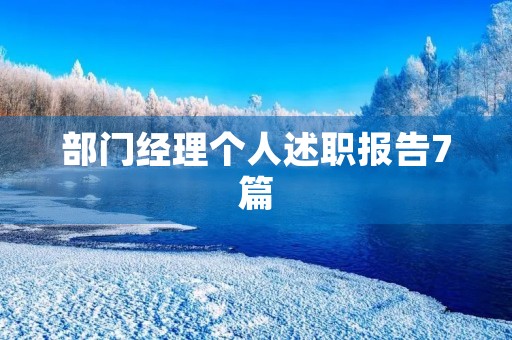 部门经理个人述职报告7篇