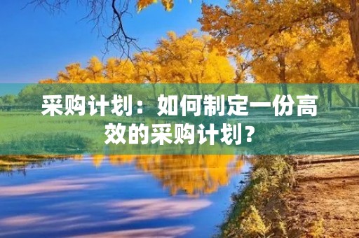 采购计划：如何制定一份高效的采购计划？