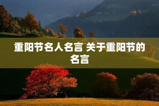 重阳节名人名言 关于重阳节的名言