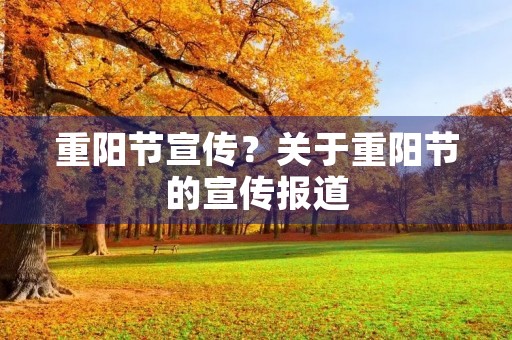 重阳节宣传？关于重阳节的宣传报道