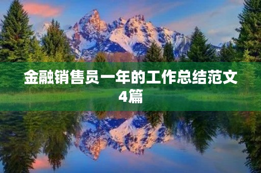 金融销售员一年的工作总结范文4篇
