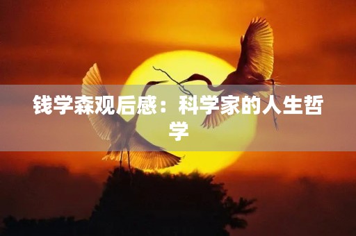 钱学森观后感：科学家的人生哲学