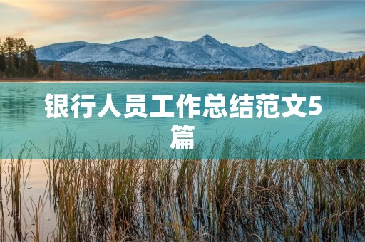 银行人员工作总结范文5篇