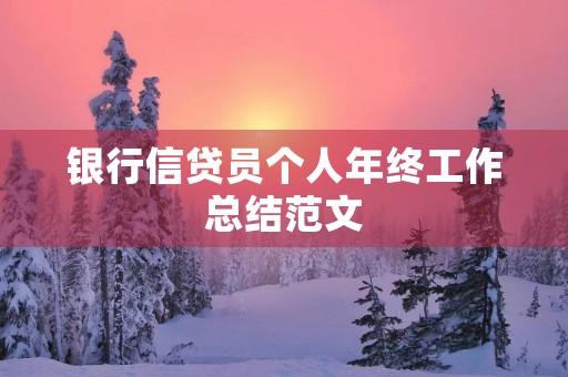 银行信贷员个人年终工作总结范文