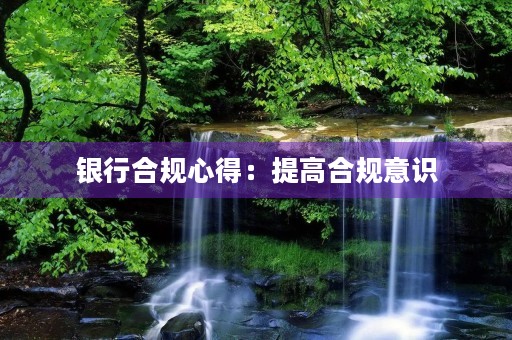 银行合规心得：提高合规意识，规范操作行为