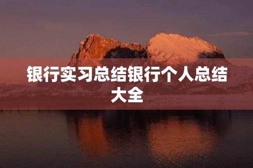 银行实习总结银行个人总结大全 银行实习总结银行个人总结大全