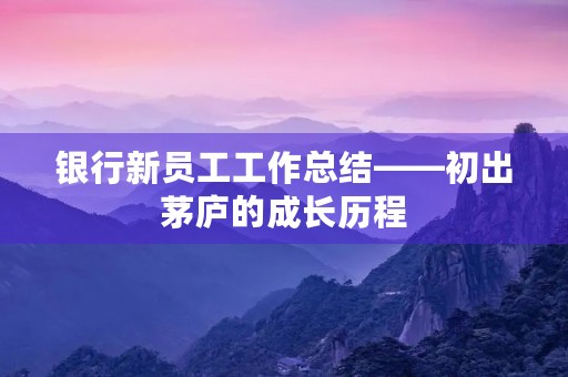 银行新员工工作总结——初出茅庐的成长历程