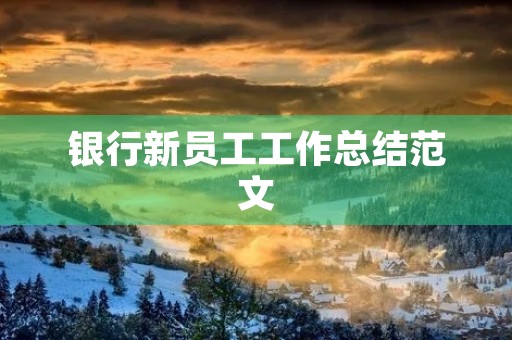 银行新员工工作总结范文