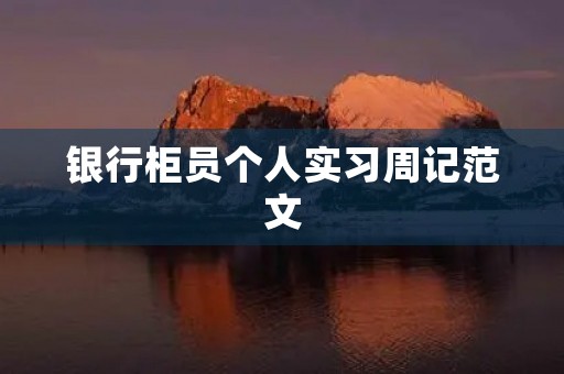 银行柜员个人实习周记范文