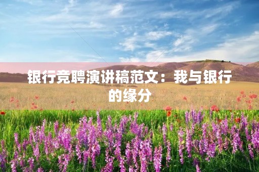 银行竞聘演讲稿范文：我与银行的缘分