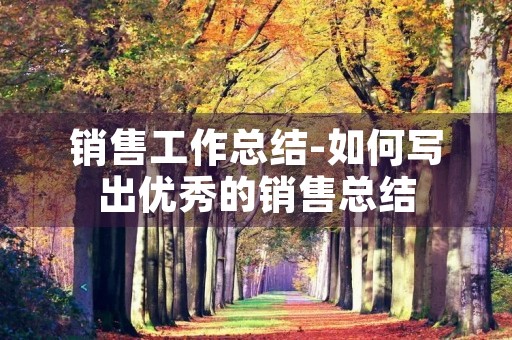 销售工作总结-如何写出优秀的销售总结