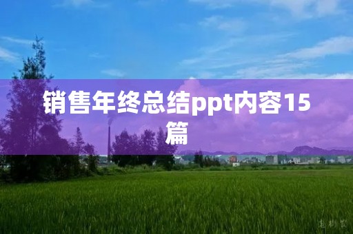 销售年终总结ppt内容15篇 销售年终总结ppt内容15篇