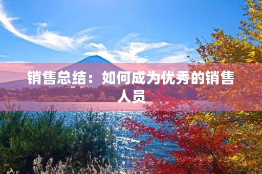 销售总结:如何成为优秀的销售人员