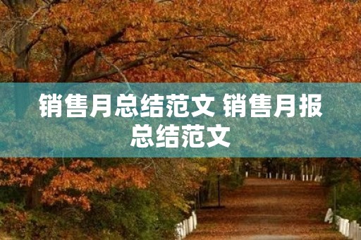 销售月总结范文 销售月报总结范文 销售月总结范文 销售月报总结范文