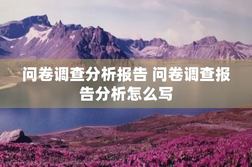 问卷调查分析报告 问卷调查报告分析怎么写