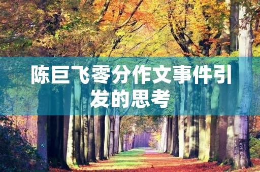 陈巨飞零分作文事件引发的思考
