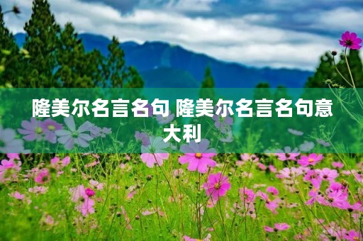 隆美尔名言名句 隆美尔名言名句意大利