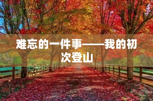 难忘的一件事——我的初次登山 难忘的一件事——我的初次登山