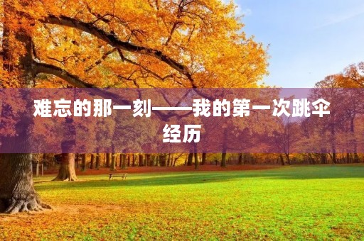 难忘的那一刻——我的第一次跳伞经历