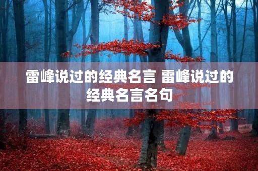 雷峰说过的经典名言 雷峰说过的经典名言名句