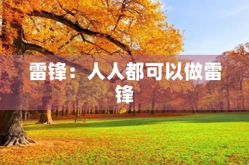 雷锋:人人都可以做雷锋 雷锋:人人都可以做雷锋