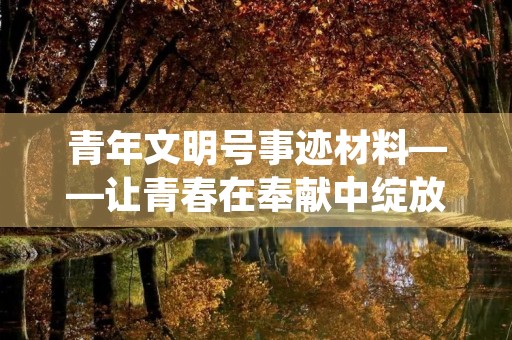 青年文明号事迹材料——让青春在奉献中绽放