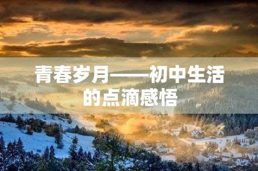 青春岁月——初中生活的点滴感悟 青春岁月——初中生活的点滴感悟