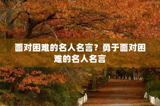 面对困难的名人名言？勇于面对困难的名人名言