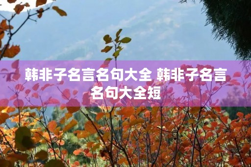 韩非子名言名句大全 韩非子名言名句大全短