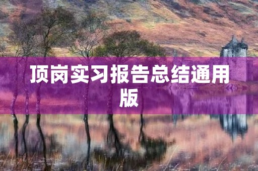 顶岗实习报告总结通用版