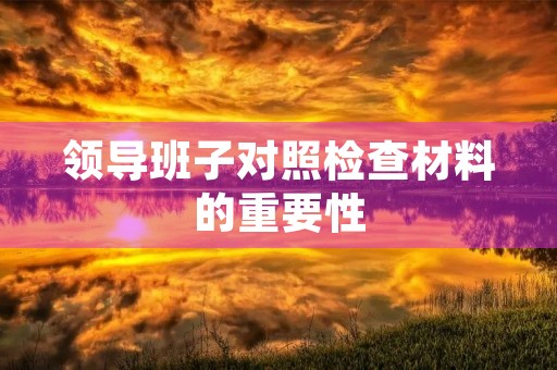 领导班子对照检查材料的重要性