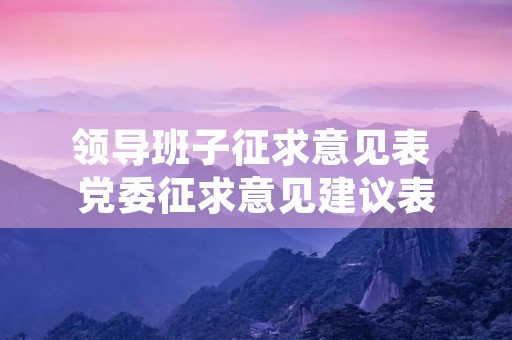 领导班子征求意见表 党委征求意见建议表 领导班子征求意见表 党委征求意见建议表