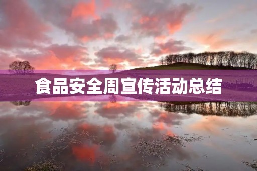 食品安全周宣传活动总结