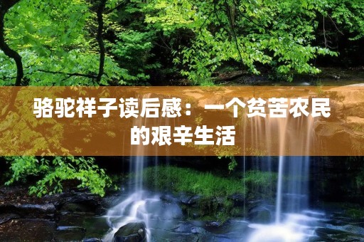 骆驼祥子读后感:一个贫苦农民的艰辛生活 骆驼祥子读后感:一个贫苦农民的艰辛生活