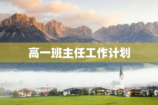 高一班主任工作计划