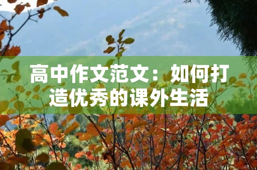高中作文范文：如何打造优秀的课外生活