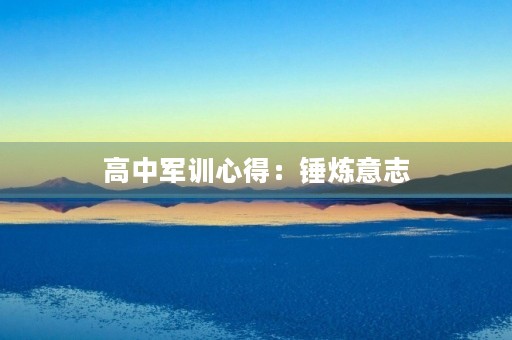 高中军训心得：锤炼意志，磨砺品质