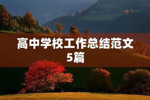高中学校工作总结范文5篇