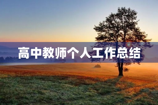 高中教师个人工作总结