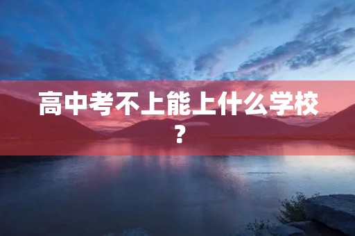 高中考不上能上什么学校? 高中考不上能上什么学校?