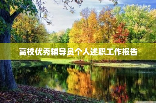 高校优秀辅导员个人述职工作报告 高校优秀辅导员个人述职工作报告