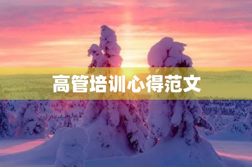 高管培训心得范文